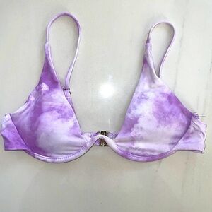 Shein Lavender and White Tie Dye Bikini Top Size S